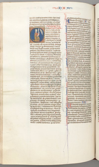 Fol. 360v, Nahum, inicial historiada O, Nahum arrodillado con un pergamino, busto de Dios arriba, c. 1275-13 de Unbekannt