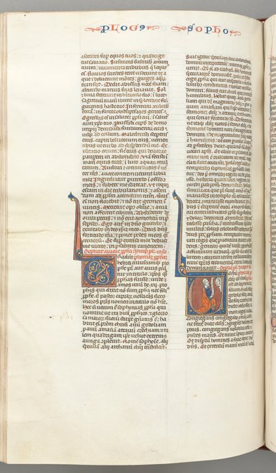 Fol. 362v, Sofonías, inicial historiada V, Sofonías arrodillado con un pergamino, busto de Dios de Unbekannt