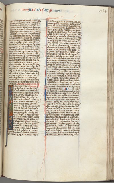 Fol. 364r, Hageo, inicial historiada I, Hageo con un pergamino de pie sobre un híbrido, c. 1275-1300 de Unbekannt