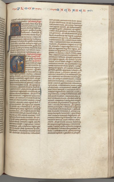 Fol. 370r, Macabeos I, inicial historiada E, Matatías matando al judío idólatra de Unbekannt