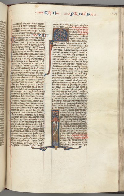 Fol. 404r, Marcos, inicial historiada I, Marcos de pie con un pergamino, c. 1275-1300 de Unbekannt