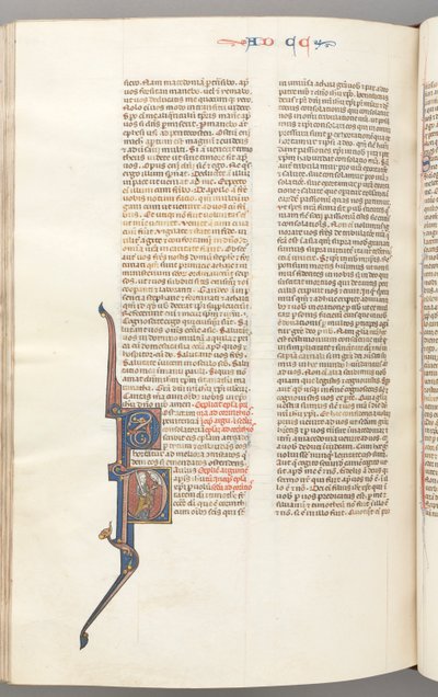 Fol. 445v, Corintios II, inicial historiada P, Pablo de pie con una espada, c. 1275-1300 de Unbekannt