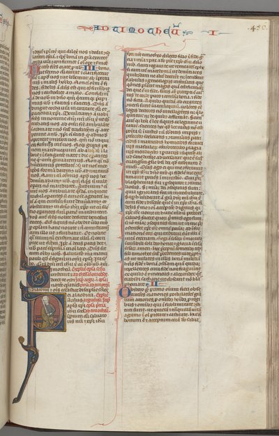 Fol. 456r, Timoteo I, inicial historiada P, Pablo sentado, c. 1275-1300 de Unbekannt