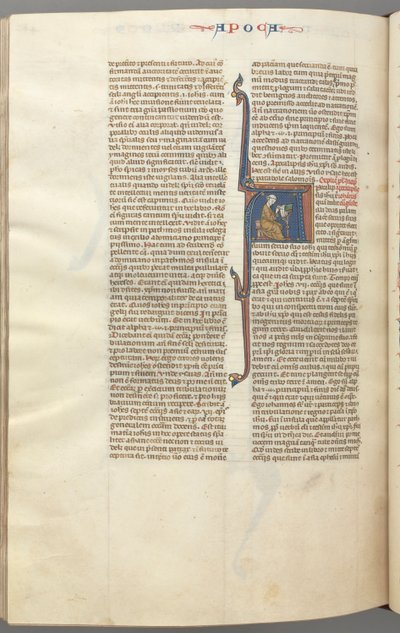 Fol. 482v, Revelaciones, inicial historiada A, Juan sentado en un escritorio escribiendo..., c. 1275-1300 de Unbekannt