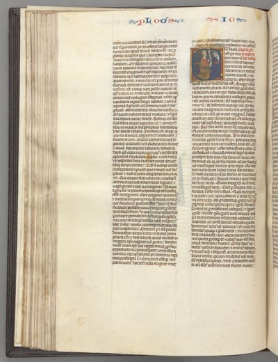 Fol. 76v, Josué, inicial historiada E, Josué con un pergamino arrodillado ante Dios, c. 1275-1300 de Unbekannt