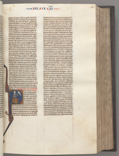 Fol. 86r, Jueces, inicial historiada R, Judá sentado con un libro hablando con Dios, c. 1275-1300 de Unbekannt