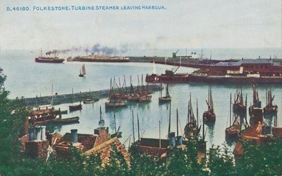 Folkestone: Vapor de turbina saliendo del puerto, finales del siglo XIX-principios del siglo XX de Unbekannt