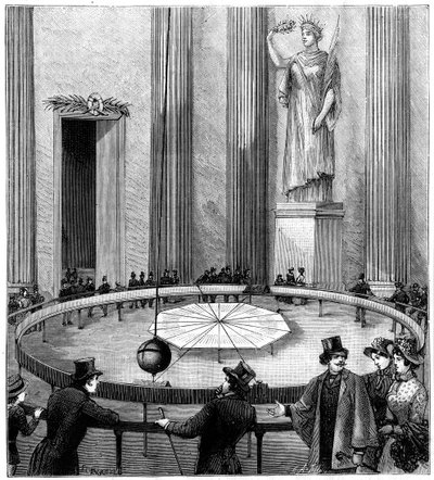 Foucault usando su péndulo para demostrar la rotación de la Tierra, París, 1851 de Unbekannt