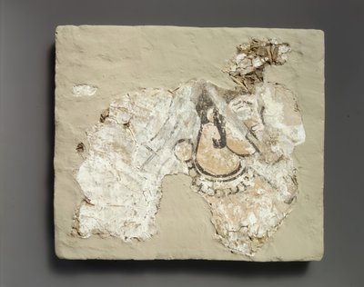 Fragmento de pintura mural: mujer con cubierta de boca padam de Unbekannt