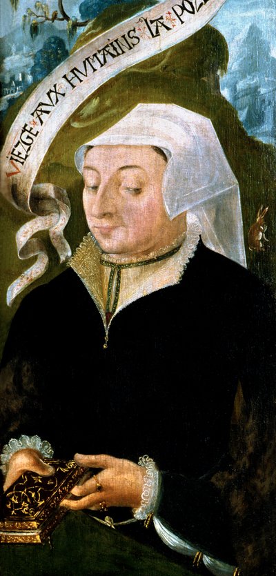 Francia - Somme - departamento 80 - Abbeville - DR Museo Boucher de Perthes - Retrato de Mme Jean de Mourette - tríptico detalle de Saint Vulfran de Unbekannt