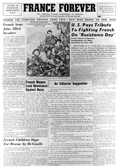 Francia para siempre, periódico, 18 de junio de 1944 de Unbekannt