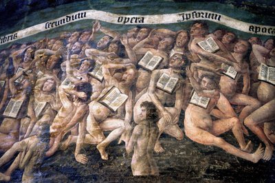 Francia, Tarn, Albi, Catedral Sainte-Cecile, fresco del Juicio Final, - (1474-finales del siglo XV), el descenso al inframundo, (detalle) de Unbekannt