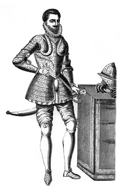 François, Duque de Anjou y Alençon, en armadura damasquinada de Unbekannt