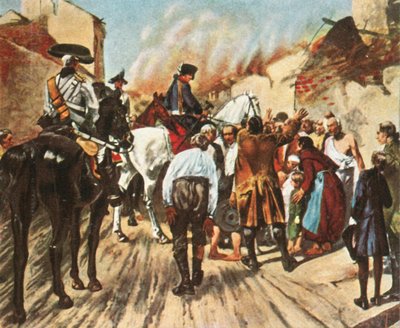Federico el Grande en las ruinas de Küstrin antes de la Batalla de Zorndorf, 25 de agosto de 1758, 1936 de Unbekannt