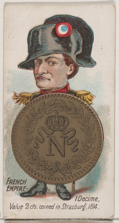 Imperio francés, 1 decime, de la serie Monedas de todas las naciones N72, variación 1 para el duque, 1889 de Unbekannt