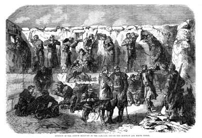 Fosa de fusileros franceses en el paralelo antes del mamelón y la torre blanca, Sebastopol, Guerra de Crimea, 1855 de Unbekannt