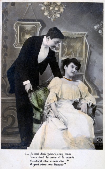 Postal romántica francesa, c1900 de Unbekannt
