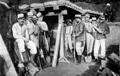 Zapadores franceses colocando minas, Francia, Primera Guerra Mundial, 1914 de Unbekannt