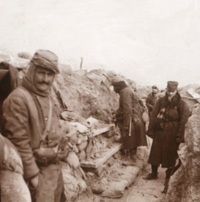 Soldados franceses en las trincheras, Perthes, norte de Francia, c1914-c1918 de Unbekannt