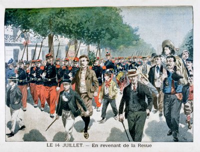 Soldados franceses regresando del desfile el 14 de julio, 1901 de Unbekannt