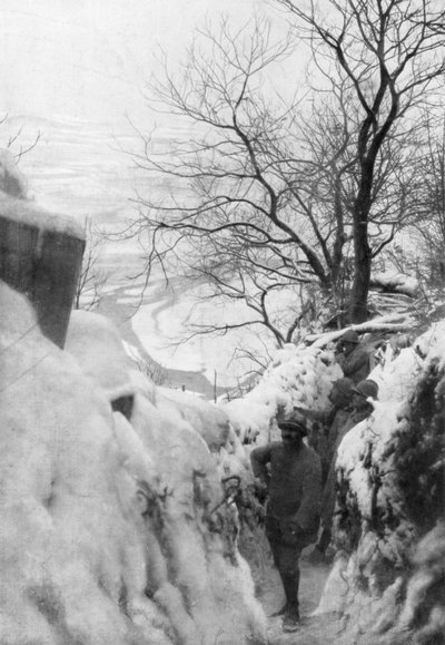 Trincheras francesas en el río Piave, Frente Italiano, diciembre de 1917 de Unbekannt