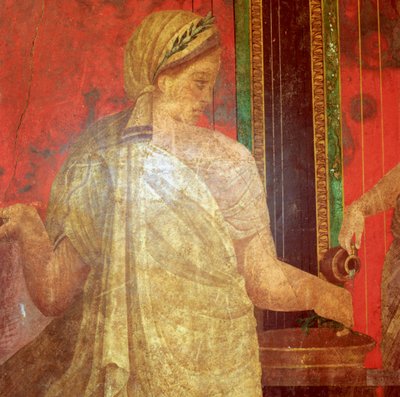 Detalle de Fresco, Ministrante Llevando una Bandeja de Comida, Siglo I a.C. de Unbekannt
