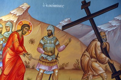 Fresco en la iglesia de la Santa Cruz, Pedoulas. La Pasión de Cristo de Unbekannt