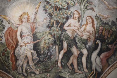 Fresco en la iglesia de Maglie: Adán y Eva expulsados del paraíso, Maglie, Italia de Unbekannt