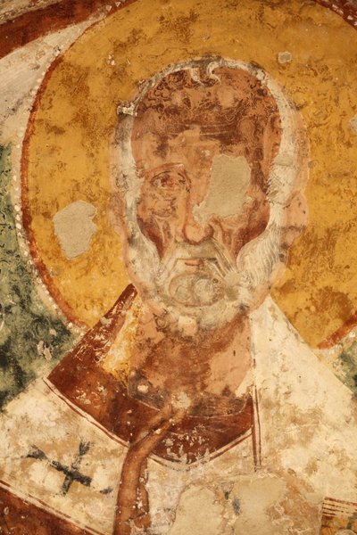 Fresco en la cripta de Santi Stefani (San Esteban), Poggiardo, Apulia, Poggiardo, Italia de Unbekannt