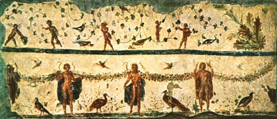 Friso en el comedor Triclinium de la casa de Pammachius, Roma, Italia, 1928 de Unbekannt