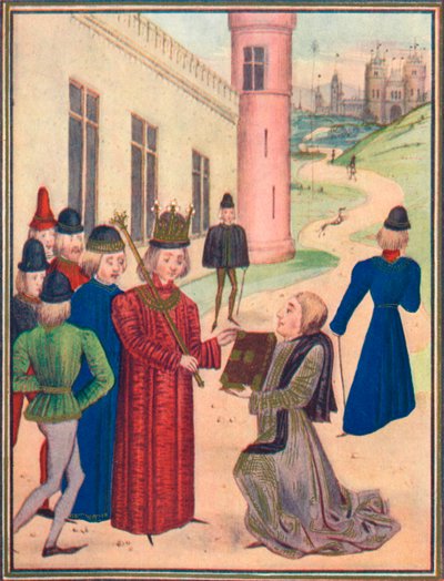 Froissart presentando su libro de poemas de amor a Ricardo II en 1395 de Unbekannt