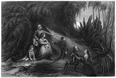 Oficiales fugitivos, con sus familias ocultándose en la jungla, 1857, c1860 de Unbekannt