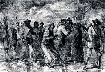 Esclavos fugitivos huyendo de Maryland a Delaware por el Ferrocarril Subterráneo, 1850-1851 de Unbekannt