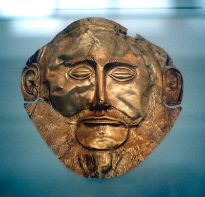 Máscara funeraria de Agamenón, legendario rey de Micenas, c1600-c1500 a.C. de Unbekannt