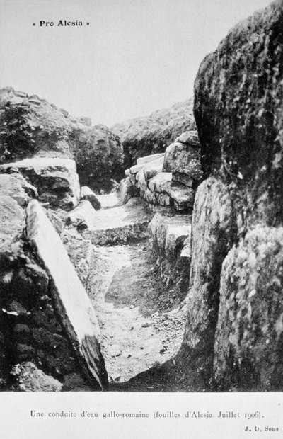 Acueducto Galo-Romano, excavaciones de Alesia, julio 1906 de Unbekannt