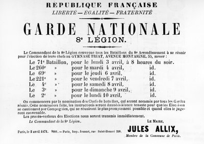Garde Nationale 8ª Legión, de los carteles políticos franceses de la Comuna de París, mayo 1871 de Unbekannt