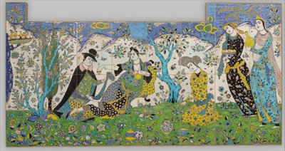 Reunión en el jardín, Irán, 1640-50 de Unbekannt