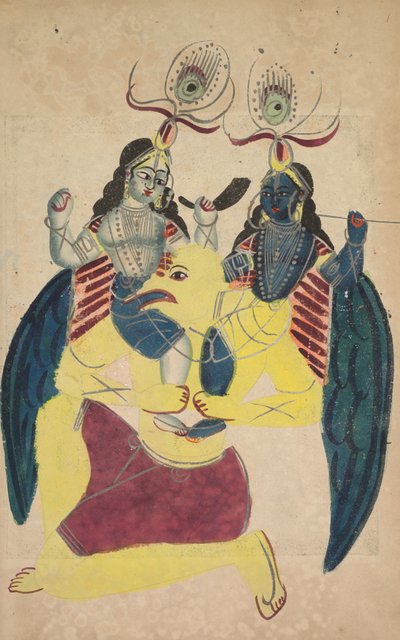 Garuda llevando a Balarama y Krishna, 1800s de Unbekannt