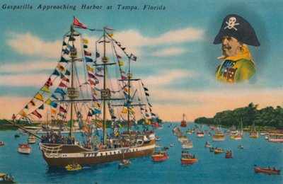 Gasparilla acercándose al puerto de Tampa, Florida, c1940s de Unbekannt