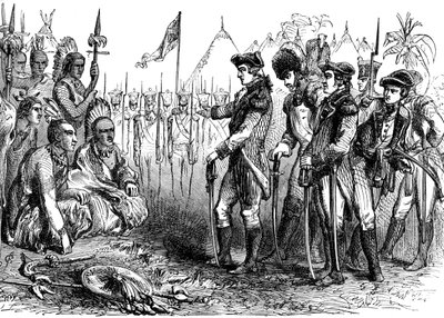 El General Burgoyne dirigiéndose a los Indios, 1777 c. 1880 de Unbekannt