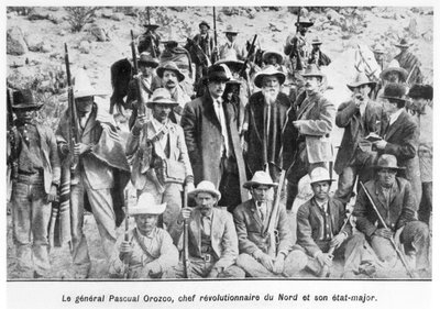 General Pascual Orozco (1882-1915) y sus oficiales, ilustración de 