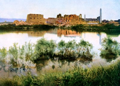 Vista general del Gran Templo de Amón Ra, Egipto, siglo XX de Unbekannt