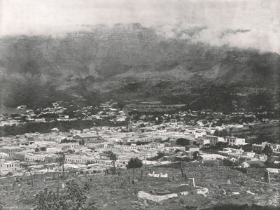 Vista general mostrando la Montaña de la Mesa envuelta en vapor, Ciudad del Cabo, Sudáfrica, 1895 de Unbekannt