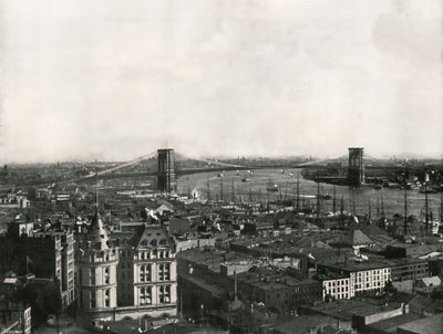 Vista general del Puente de Brooklyn, Nueva York, EE.UU., 1895 de Unbekannt