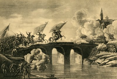 Los generales Bonaparte y Augereau asaltan el puente en Arcola, noviembre de 1796, 1921 de Unbekannt