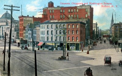 Calles Genesse, Chippewa y Washington, Buffalo, Nueva York, EE.UU., c1910 de Unbekannt