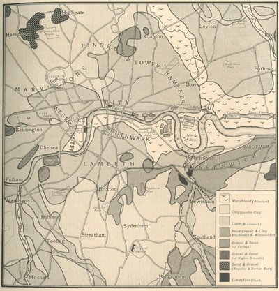 Mapa geológico del sitio de Londres, 1908 de Unbekannt