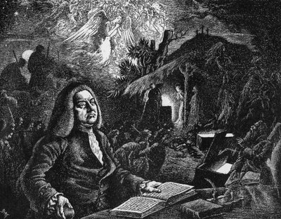 George Frideric Handel 1685-1759 componiendo su Mesías, siglo XVIII de Unbekannt