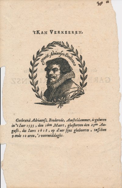 Gerbrand Adriaensz. Bredero 1585-1618 de Unbekannt