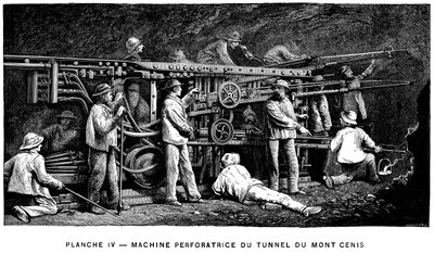 Taladro de roca de aire comprimido de Germain Sommeiller utilizado en la excavación del túnel de Mont Cenis, 1874 de Unbekannt